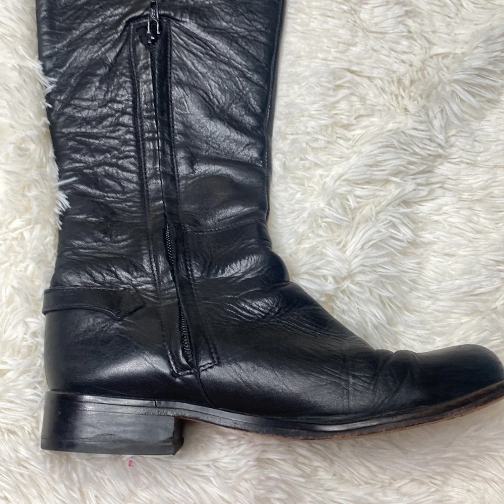 Steve Madden Black Over The Knee Leather Riding Boots Size 6.5